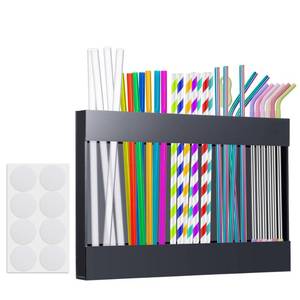 lot 20298 image: 9.5 Acrylic Straw Holder, Straws Holder for Cabinet Door with 8PCS Double Sided Adhesive Tapes, Reusable Straw Organizers for Cabinet Cupboard Kitchen Counter (Black)