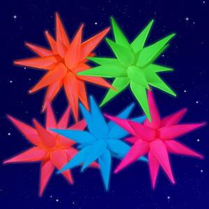lot 20308 image: Mega-L Glow in The Dark Party Supplies, 5 Pcs Neon Explosion Star Balloons Kit, Neon Party Decorations, DIY Neon Balloon with 12 point Cone Balloons for Birthday Wedding Graduation