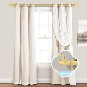 lot 1413 image: Wrap around curtain rod gold with swan pieces