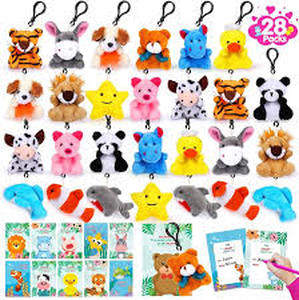 lot 12411 image: SIMFUK 28 Pack Valentines Day Gifts for Kids Classroom, Card Boxes with Mini Cartoon Character Keychains Bulk for Boys Girls School Exchange Party Favor School Teacher Student
