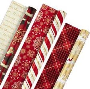 lot 17505 image: Christmas Holiday Gift Wrapping Paper Roll Set Hallmark 5pk