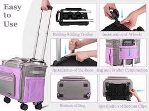 lot 19853 image: Rolling Luggage Trolley with Wheels and Tie Rods