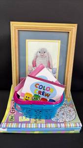 lot 335 image: Spring Bunny Art Print with Color Crew Crayons and Easter Coloring Books