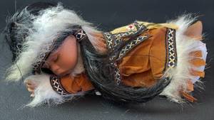 lot 343 image: Sleeping Native American Baby Doll Approximately 9 Inches Long