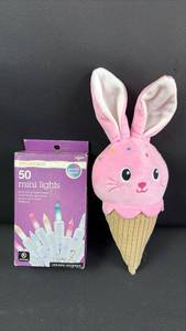 lot 359 image: Easter Bunny Ice Cream Plush & Pastel Mini Lights Set