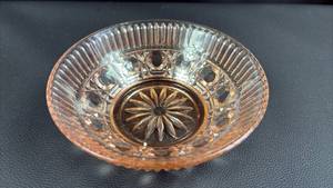 lot 17 image: Indiana Glass Depression Pink Berry Bowl Button & Cane Pattern