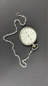 lot 24 image: Waltham Pocket Watch on Sterling Chain (stem sprung, no wind)