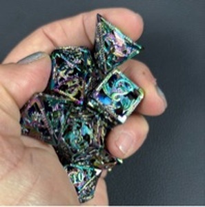 lot 31 image: Rainbow Metal Polyhedral Dice Set with PackingStorage Case