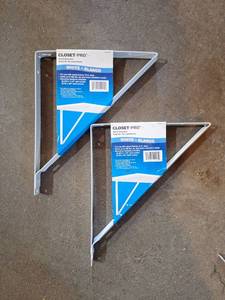 lot 3003 image: Closet Pro White Shelf Brackets - Set of 2