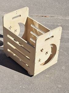 lot 110 image: Wooden Childrens Storage Cart with Wheels