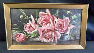 Wow!!! Harry Roseland Roses Print in Frame Approximately 15 x 9