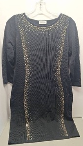 lot 98 image: Calvin Klein Womens Black Studded Sweater Dress 34 Sleeve, Appears Size 1012