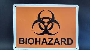 lot 440 image: Vinyl Biohazard Warning Sign with Symbol Approximately 14 inches by 10 inches