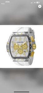 lot 45 image: Brand New INVICTA Clear Chronograph Watch with Gold Accents