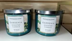 lot 63 image: Brand new Huntington Home Gardenia Soy Blend Candles Set