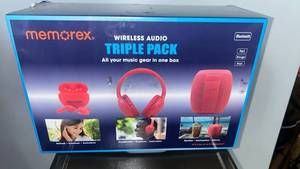 lot 65 image: New Memorex Wireless Audio Triple Pack - Red