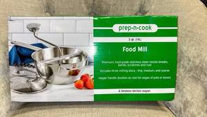 lot 76 image: Prep-n-Cook 2 Quart Stainless Steel Food Mill with Three Milling Discs