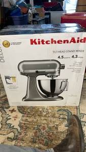 lot 96 image: KitchenAid Tilt-Head Stand Mixer 4.5 Quart �� these retail for $399 appears new in box. Opened to inspect and looks new or like new if not new