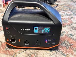 lot 98 image: OKPRO DW501 Portable Power Station 555Wh Battery Generator with power cord charger
