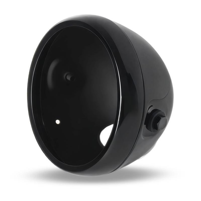 lot 44615 image: DKMOTORK 5.75 Gloss Black Motorcycle Headlight Bucket Shell - Vintage Waterproof 5 34 Headlamp Housing Universal Fit for Chopper Cafe Racer Bobber Replacement Parts - Retail $31