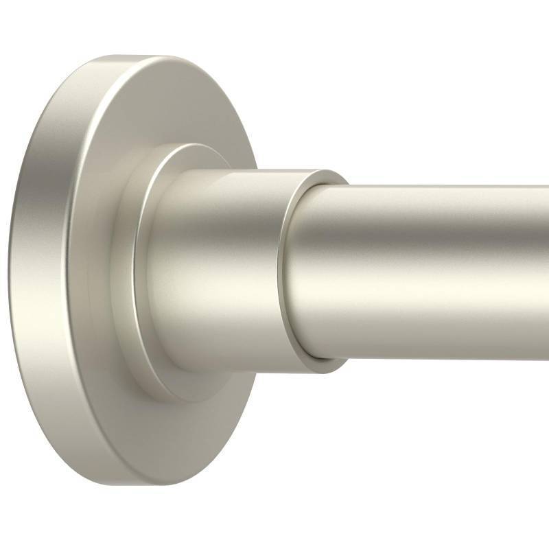 lot 44622 image: GXOACKJ Brushed Nickel Shower Curtain Rods - 31-80 Inch Spring Tension Shower Rods for Bathroom, Adjustable, No Drilling, No Rust, Stainless Steel - Retail $17