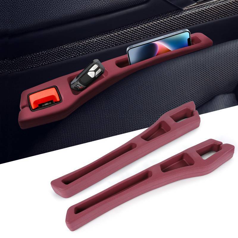 lot 44630 image: Hovom 2PCS Car Seat Gap Filler Organizer, Multi-purpose Automotive Seat Gap Storage Organizer for Key Phone Card, Auto Seats Crevice Filler Stop Things from Dropping, Car Accessories (Red) - Retail $13