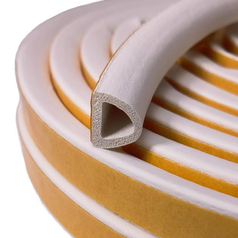 lot 50664 image: Weather Stripping Door Draft Stopper for DoorsWindows 18 Feet, Self-Adhesive Backing Seals Medium Gap (from 14 inch to 38 inch), Easy Cut to Size #502 White - Retail $13