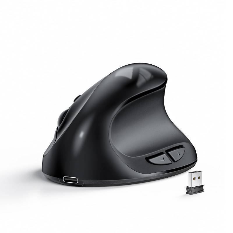 lot 26541 image: Lekvey Ergonomic Mouse, Vertical Wireless Mouse for SmallMedium Hands, Rechargeable with USB Receiver, 3 DPI for Comfort, Relieves Wrist Pain, Carpal Tunnel Mouse for Laptop, PC, Computer, Mac, Black - Retail $25