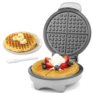 lot 45493 image: FineMade 7 Inches Classic Waffle Maker Machine, Round Waffle Iron, Electric Waffle Maker with Non-stick Cooking Plates, Silver - Retail $37