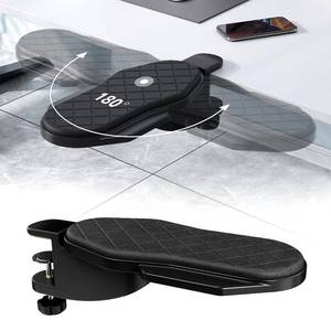 lot 45496 image: CABTE Ergonomics Desk Extender Tray, Table Mount Arm Wrist Rest Shelf, 180° Swivel Elbow Arm Support, Computer Desk Extender Tray for Home and Office (Black - Rotating) - Retail $19