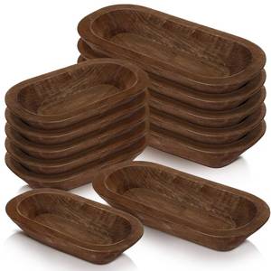 lot 45500 image: Nuogo 8 Pack Wooden Dough Bowls Bulk Rustic Dough Bowls for Wedding DIY Candle Home Crafts Making Farmhouse Fruits Supplies Decoration (12.58.5 Inches,Brown) - Retail $63