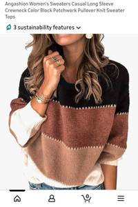 lot 45515 image: Womens Color Block Crewneck Pullover Sweater Large - Retail $25
