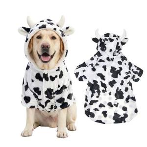 lot 45549 image: FLAdorepet Halloween Dog Cow Costume Outfits for Small Medium Large Dog Winter Fleece Puppy Jacket Coat Hoodie Funny Dog Clothes Golden Retriever (5XL, White) - Retail $26