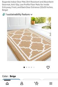 lot 45553 image: Beige Indoor Door Mat with Geometric Pattern - Retail $15