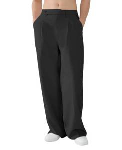 lot 45554 image: Susclude Baggy Dress Pants Men Black Pleated Wide Leg Pants Mens Casual Slacks Relaxed Fit Lightweight Work Pants for Men - Retail $30