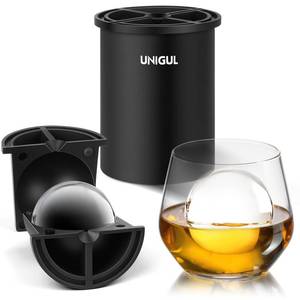 lot 45562 image: Clear Ice Cube Maker, 2.5 Stainless Steel Crystal Clear Ice Ball Maker, Non-BPA Premium Silicone Ice Cube Molds for Whiskey & Cocktails, Easy-Release Sphere Ice Maker, Bourbon Gifts for Men (1 PACK) - Retail $20