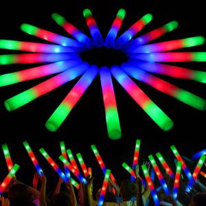 lot 45563 image: JOYIN 12 PCS LED Light Up Foam Sticks, Glow Sticks Party Favors Bulk with 3 Modes Color Flashing Glow Party Supplies for Spooky Celebrations, Wedding, Camping, Birthday, Raves, Carnival - Retail $14