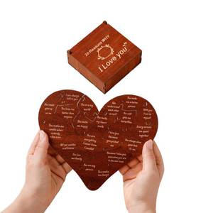 lot 58944 image: 20 Reasons Why I Love You Wooden Heart Gift Box, Romantic Keepsake for Him or Her, Valentines Day, Anniversary & Wedding Gifts for Boyfriend, Girlfriend, Husband, Wife - Retail $12