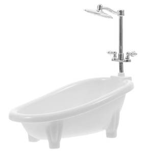 lot 58950 image: VICASKY Mini Toy Bath Tub,112 Scale White Baby Doll Bathtub Clawfoot Bathtub with Shower Faucet Model Water Bath Toy for Doll House Bathroom Furniture - Retail $16