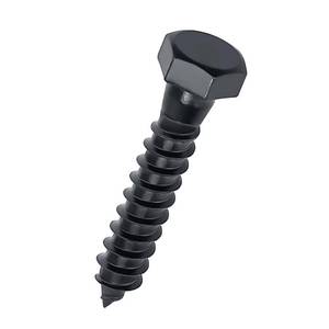 lot 58976 image: 12 x 2-12 Black Hex Head Lag Screws Bolts (8 pcs), 304 Stainless Steel 188, Black Oxide Coated, Partial Thread, Deck Screws, Heavy Duty Hex Head Wood Lag Screws, Fayeploo - Retail $14