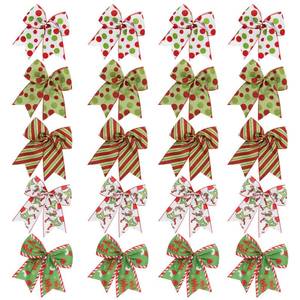 lot 56238 image: 9 PCS Christmas Bows, 6 Inch Red Green Christmas WreathGarland Bow for Tree Gift Wrapping Decoration, for Holiday Party Crafts Xmas Tree Ribbon Ornaments. - Retail $16