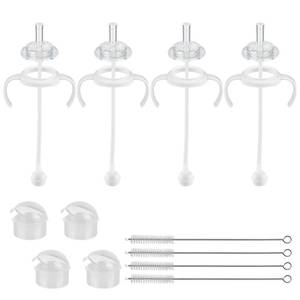 lot 56243 image: Straw Cup Conversion Kit for Pigeon Bottles��Glass Baby Bottle Transition Kit with Weighted Straw, Soft Straw Nipples & Easy-Grip Handle, 8m, 4-Pack - Retail $16