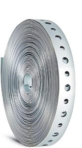 lot 56248 image: Pipe Strap 34 INCH by 100 FT 28 Gauge Metal Hanger Strap, Plumbers Tape (1 ROLL), Silver, AKW34GALPT - Retail $30