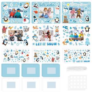 lot 56252 image: 24 PCS Winter Picture Frame Crafts Paper Winter DIY Photo Frame Crafts Penguin Snowman Snowflake Photo Holder Decor for Game Activity - Retail $8
