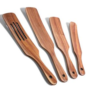 lot 56267 image: Natural Acacia Wooden Kitchen Utensils Set of 4, Wooden Spoons Utensils for Cooking, stirring, Mixing, Serving, spurtles kitchen tools as seen on tv for Nonstick Cookware - Retail $16