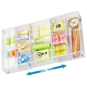 lot 56268 image: Expandable Desk Drawer Organizer, Mesh Drawer Organizer Tray with 10 Adjustable Compartments, Desk Organizers and Accessories for Office Supplies (Longer Expandable Drawer Organizer-W) - Retail $22