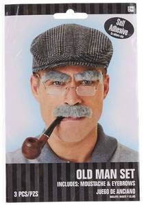 lot 56281 image: Old Man Set - Authentic Synthetic Gray Hair & Accessories (1 Pack) - Realistic, Comfortable & Durable - Perfect For Costumes, Parties & Themed Events - Retail $8