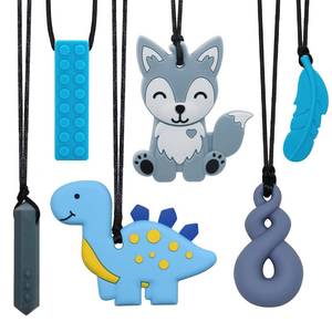 lot 56282 image: Chew Necklaces for Sensory Kids, Sensory Toys for Kids with Autism, ADHD, SPD, 6 Pack Chewy Necklace for Anxiety Fidgeting Relief - Retail $12