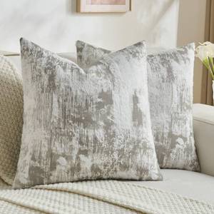 lot 56288 image: Grey White Decorative Throw Pillow Covers 22x22 Inch Set of 2,Jacquard Weave Cushion Case in Soft Faux Cashmere, Modern Home Decor for Couch Living Room - Retail $35