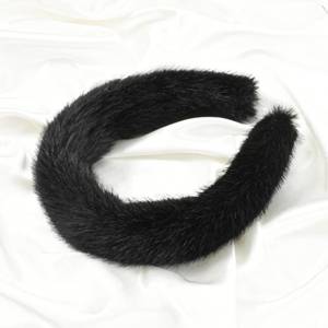 lot 56290 image: Faux Fur Headband, Soft Headbands for Women Girl, Non-Slip Fashion Hairbands Hair Accessories (Black) - Retail $10